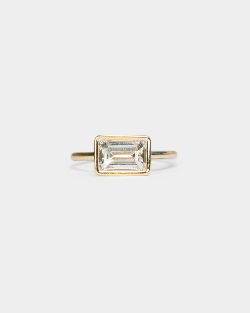 14k East West Emerald Cut Lab Diamond Floating Ring