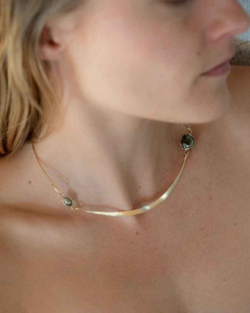 14k Charcoal Keshi Rudimentary Collar
