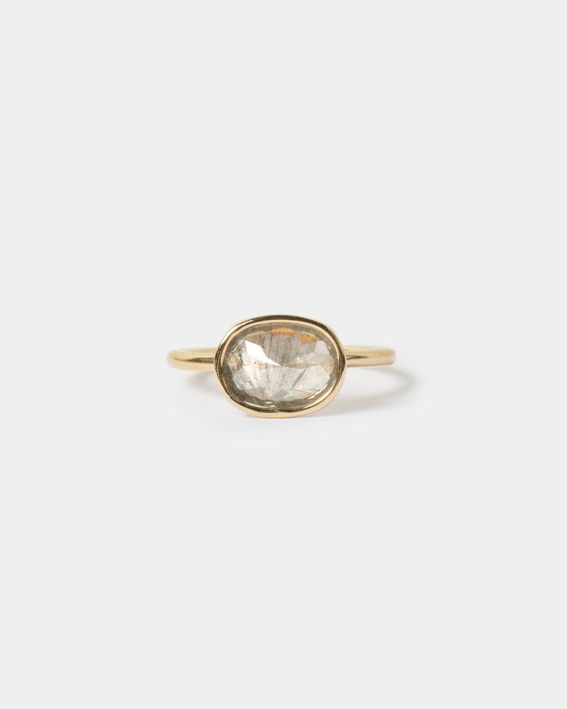 14k East West Soft Grey Mineral Diamond Floating Ring