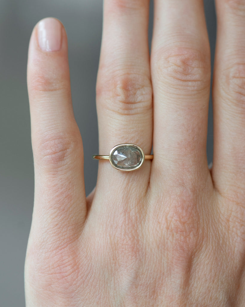 14k East West Soft Grey Mineral Diamond Floating Ring