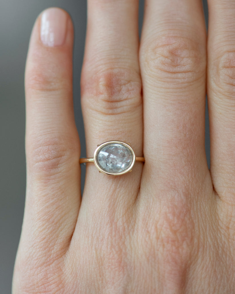 14k East West Diamond Cabochon Ring