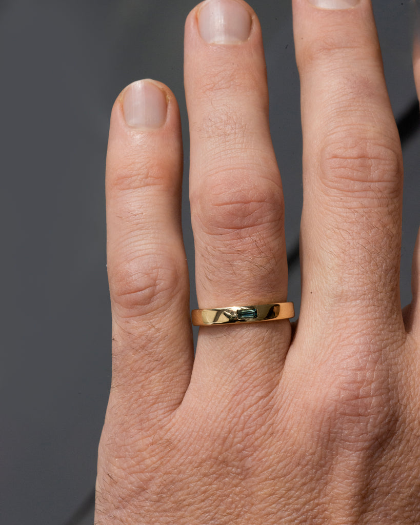 14k Wedding Band with Sapphire and Diamond
