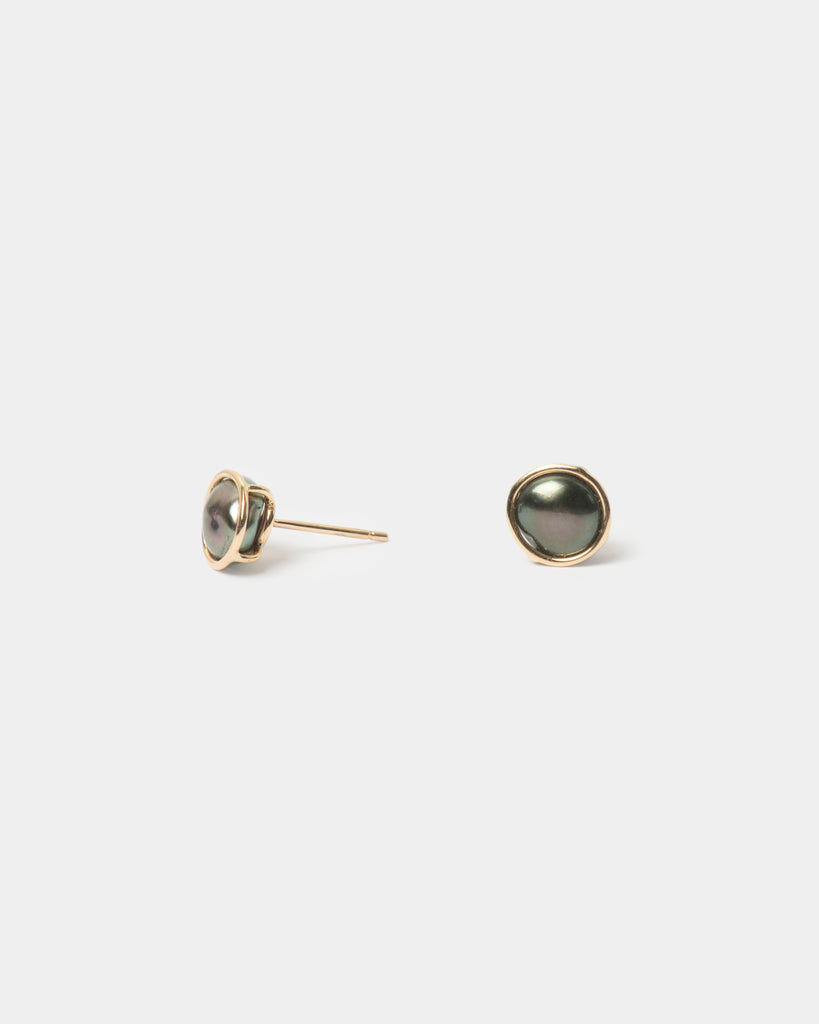 14k Charcoal Keshi Pearl Floating Stud Earrings