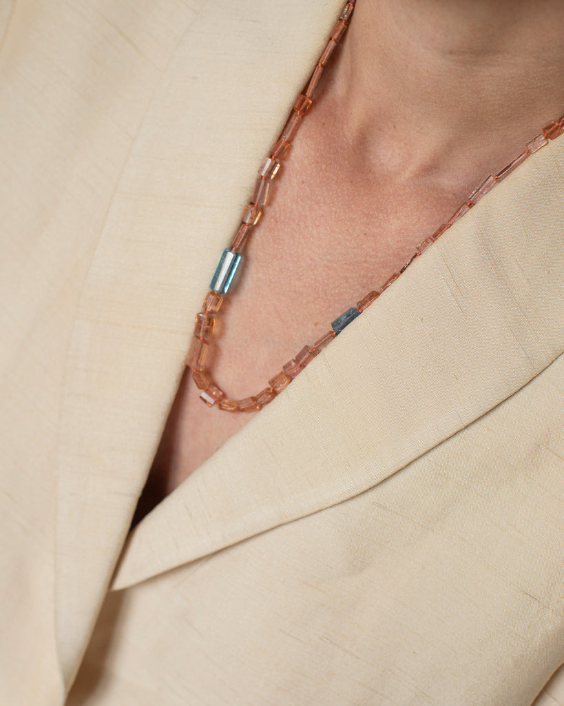 14k Topaz and Aquamarine  Layering Necklace