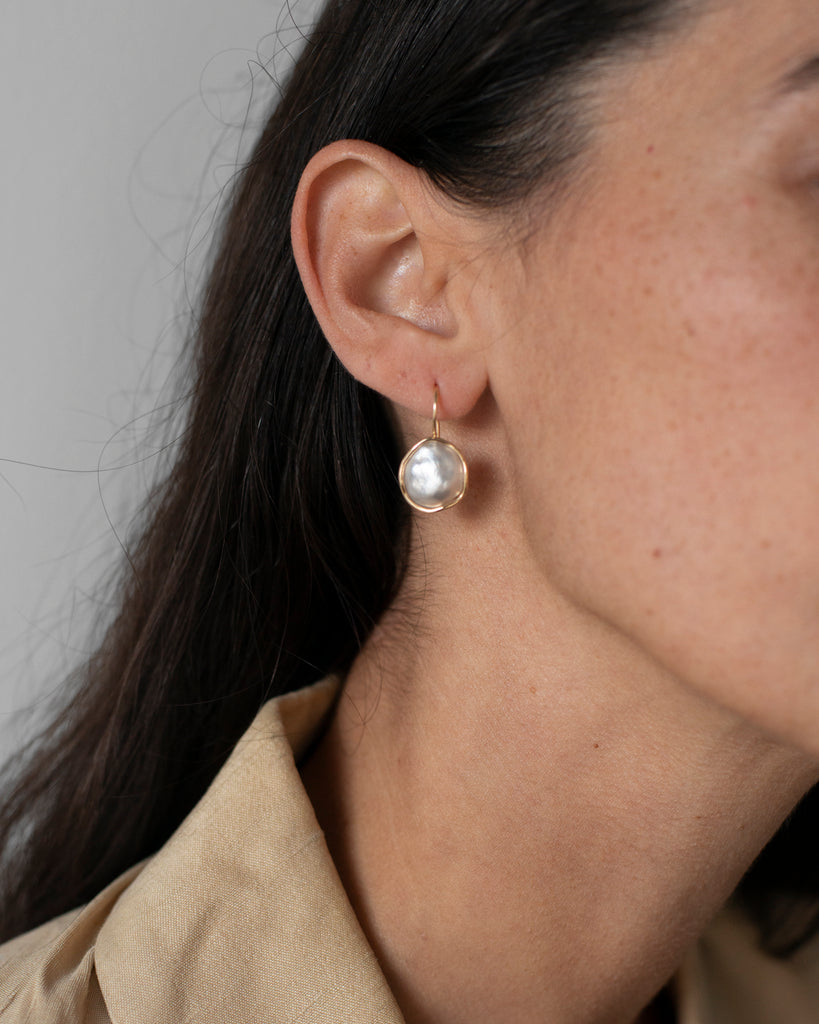 14k Snowy Owl Floating Earrings