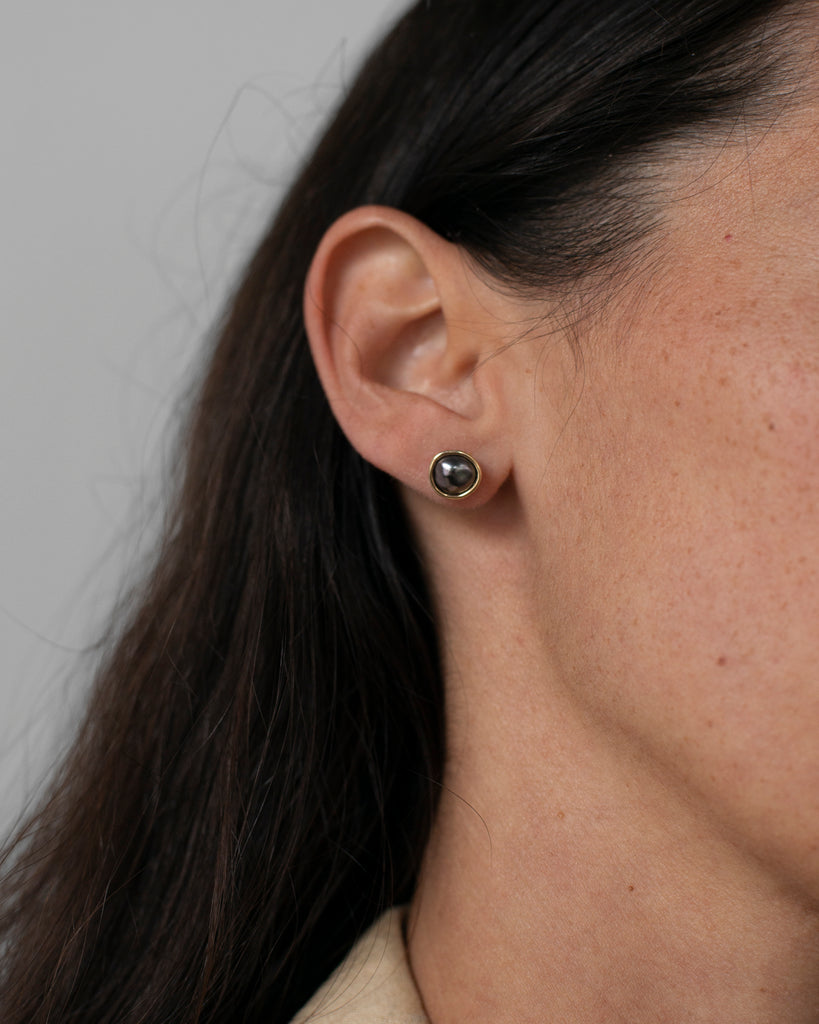 14k Charcoal Keshi Pearl Floating Stud Earrings