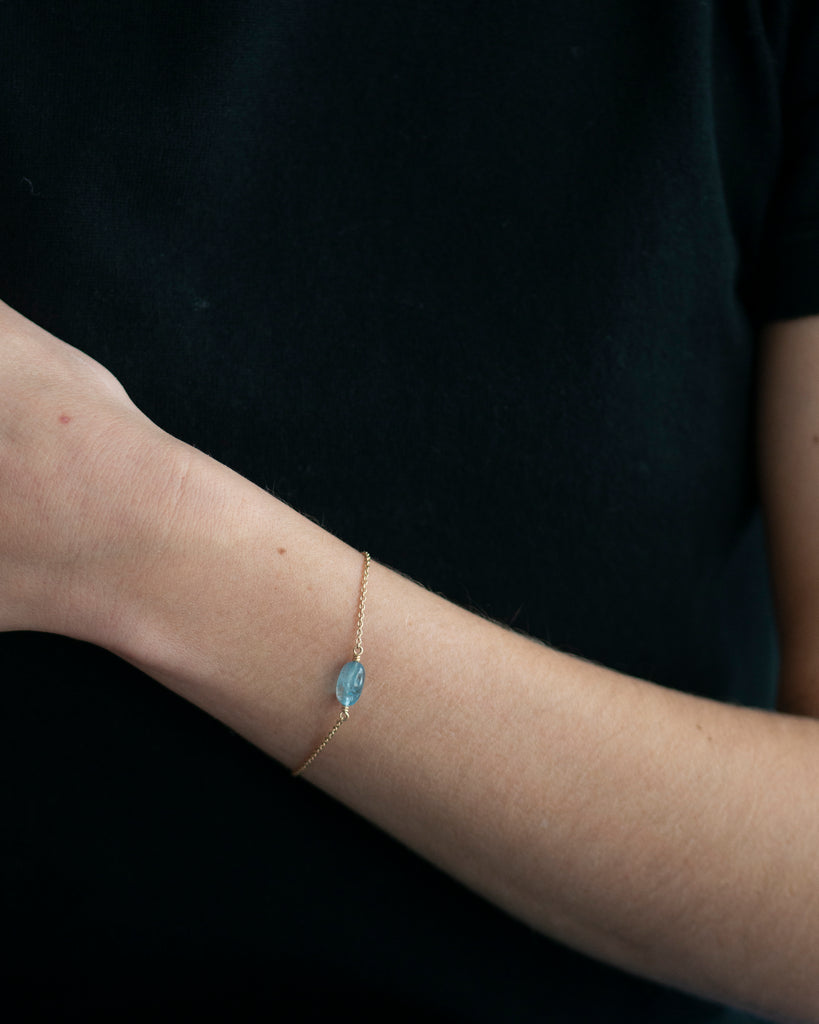 14k Aquamarine Chain Bracelet