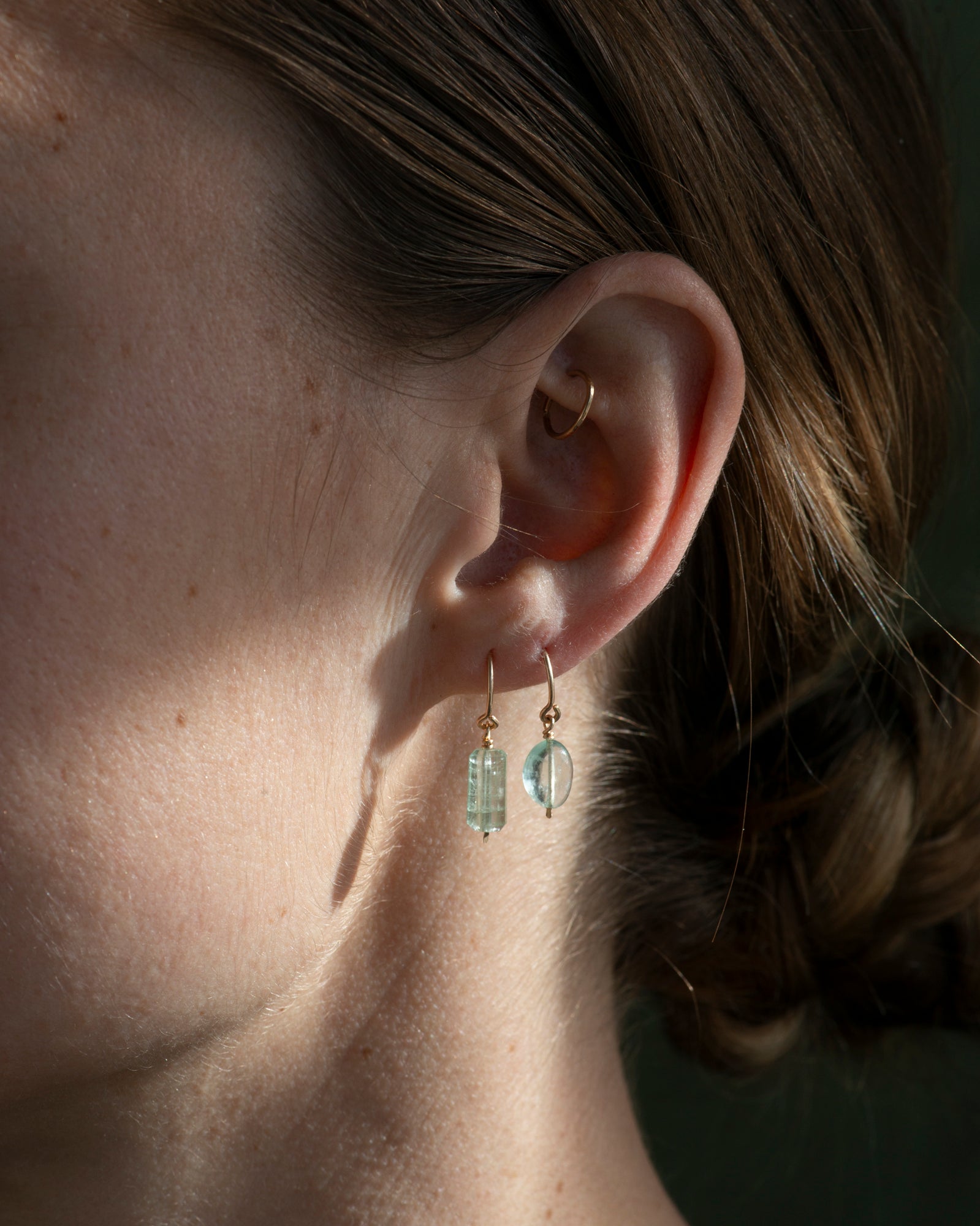 14k Emerald Charm Earring