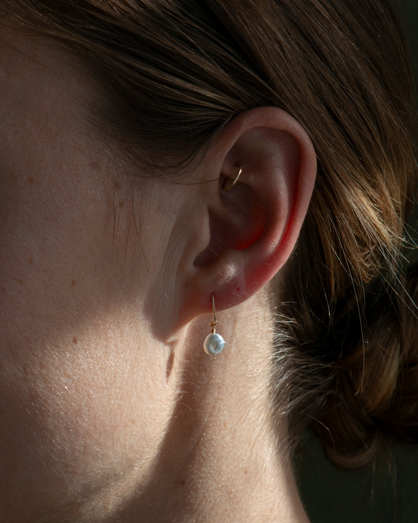 14k Keshi Pearl Charm Earring