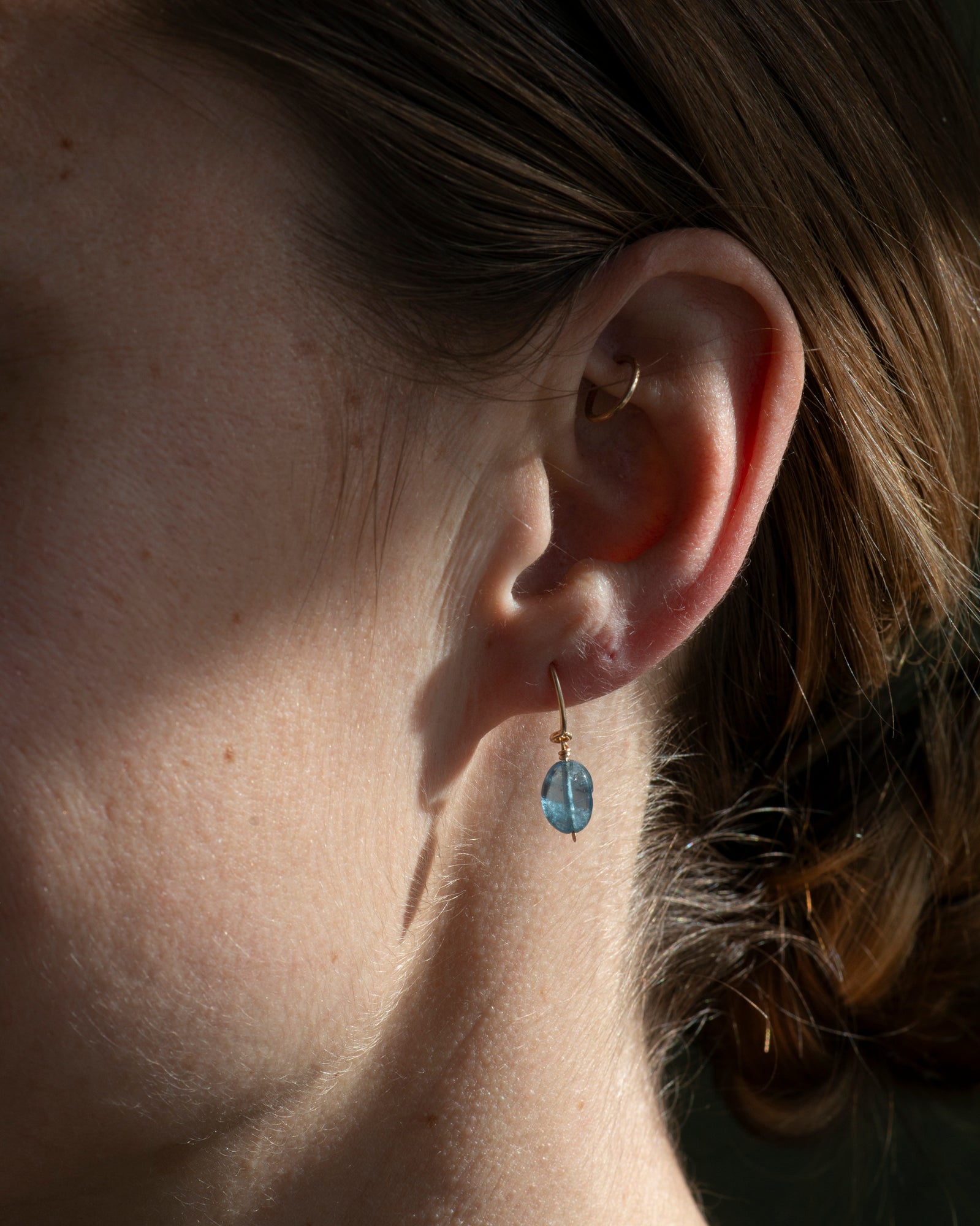 14k Aquamarine Charm Earring