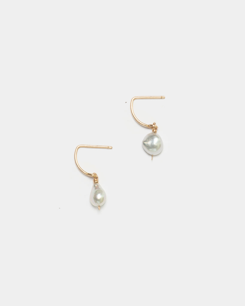 14k Keshi Pearl Charm Earring