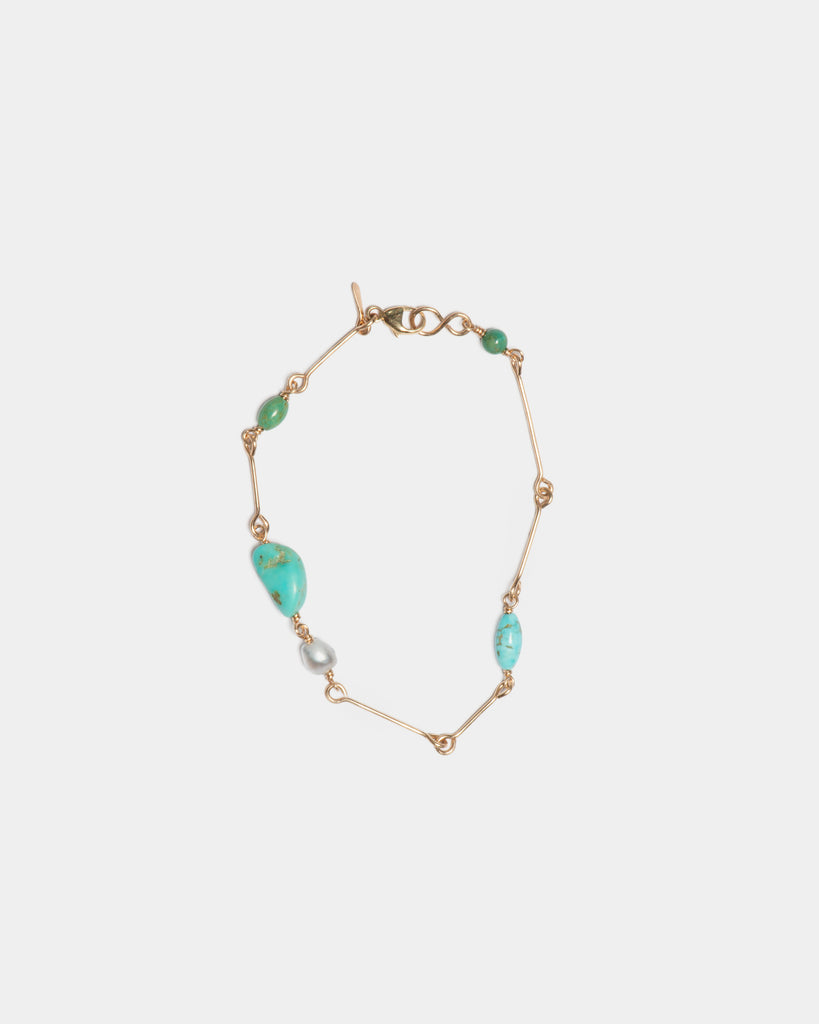 14k Blue Oyster Bone Chain Bracelet