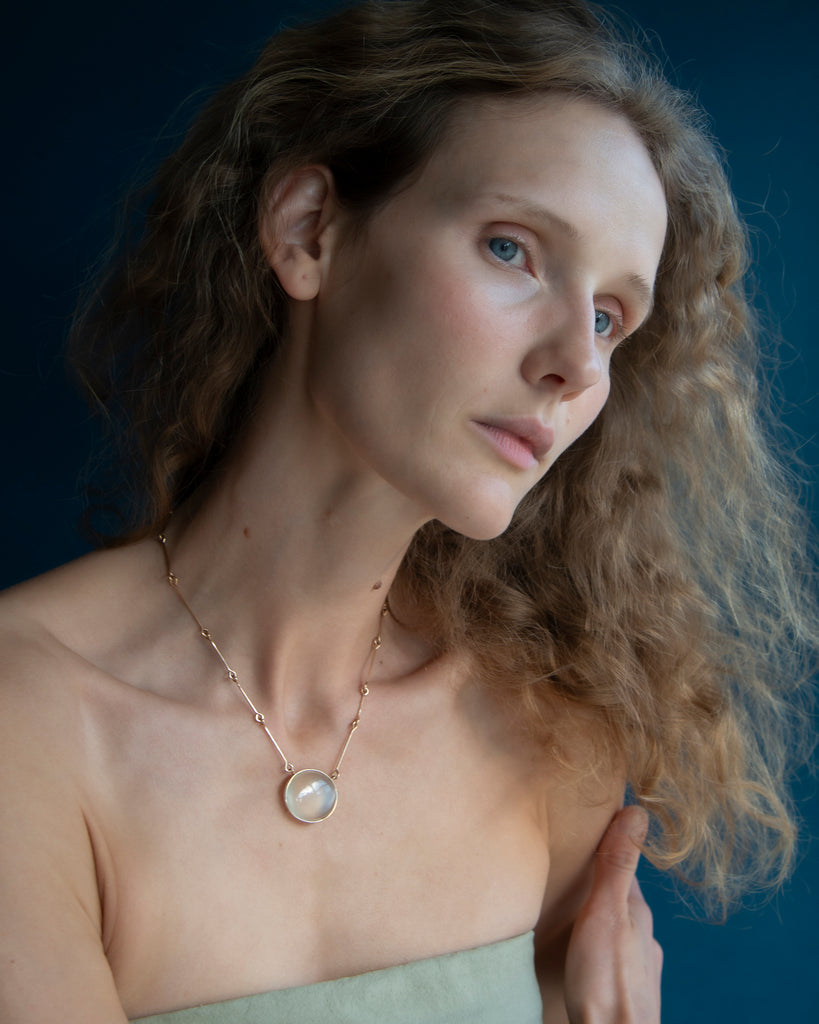14k Ceylon Moonstone Floating Pendant