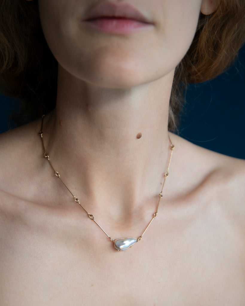 14k Keshi Pearl Floating Pendant