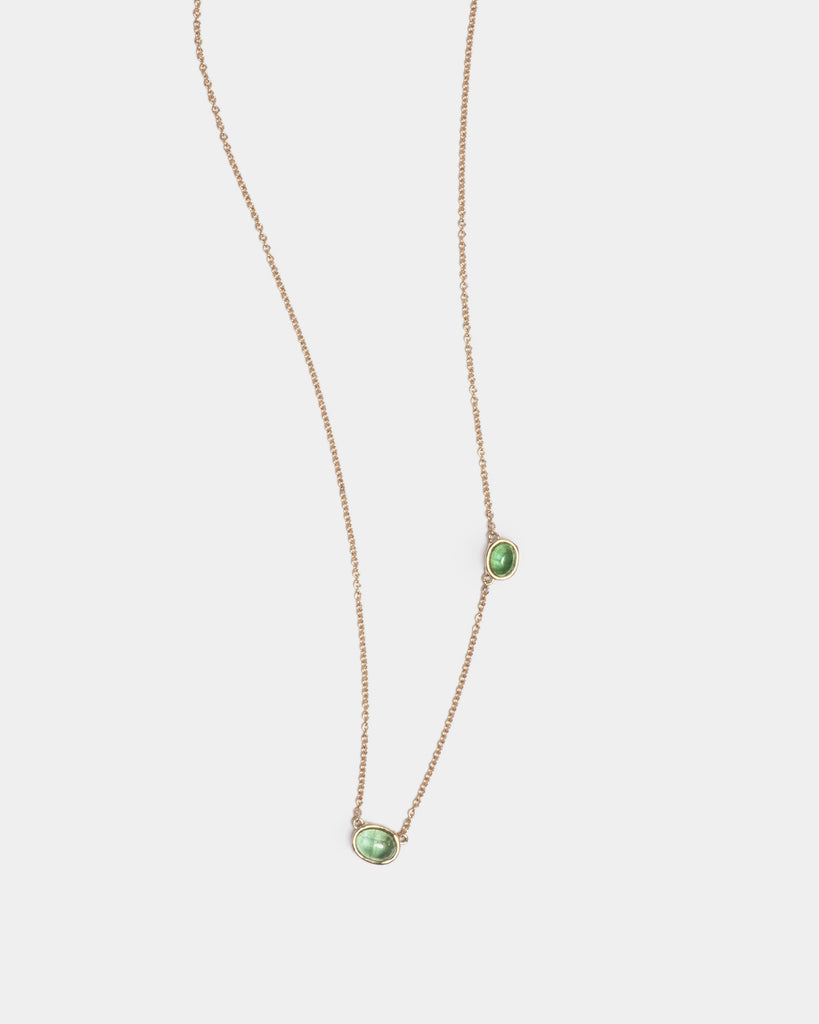 14k Twin Tourmaline Floating Chain Necklace