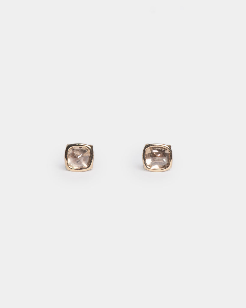 14k Cognac Diamond Cabochon Floating Stud Earrings