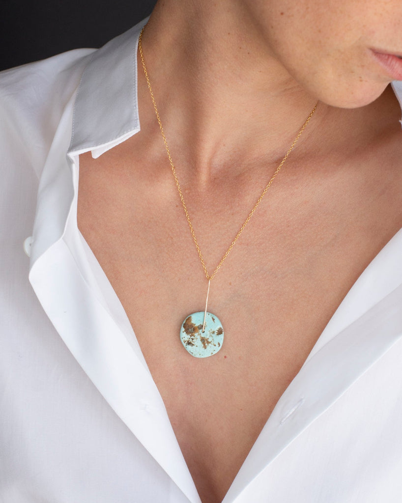 Turquoise Disk Necklace