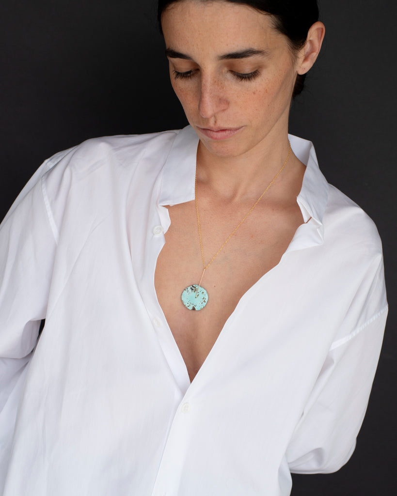 Turquoise Disk Necklace