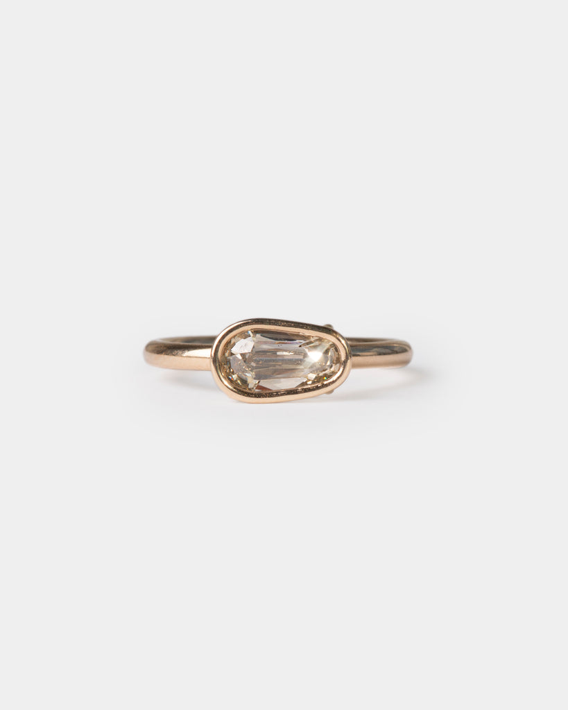 14k Old Mine Cut Olive Diamond Ring