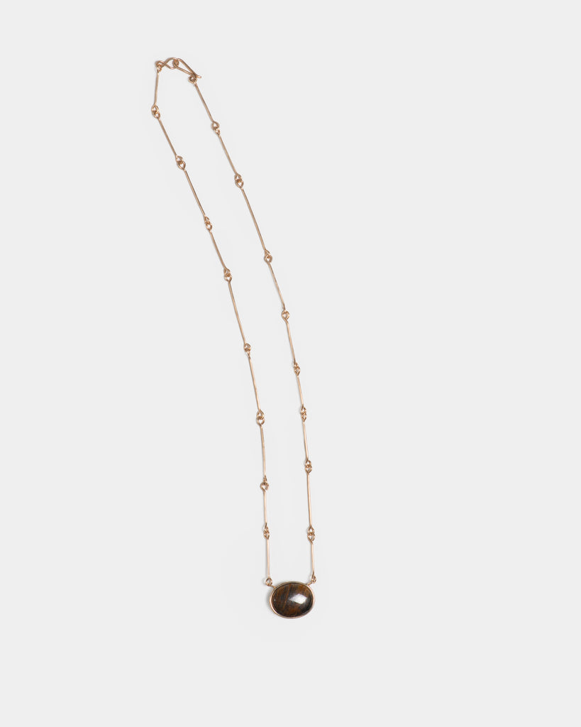 14k Pietersite Bone Chain Necklace
