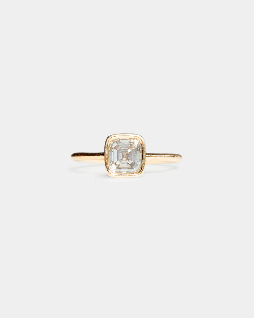 14k Blue Grey Emerald Cut Diamond Floating Ring