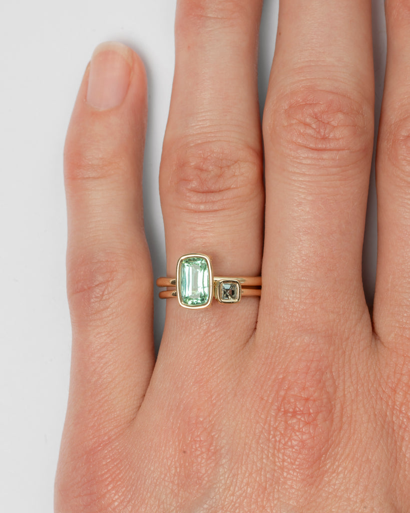 14k Paraiba Tourmaline and Sapphire Toi et Moi Rings