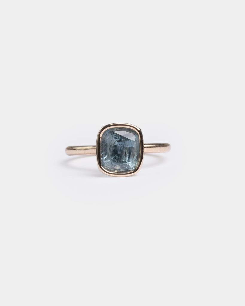 14k Cushion Cut Green Sapphire Ring