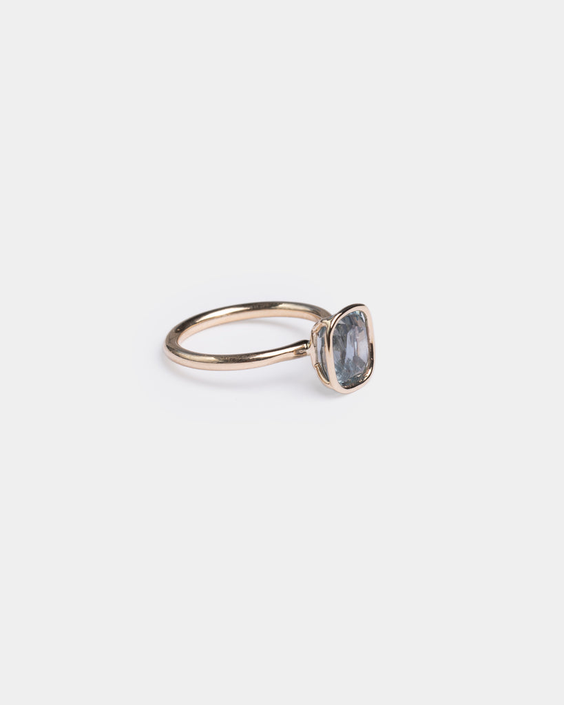 14k Cushion Cut Green Sapphire Ring