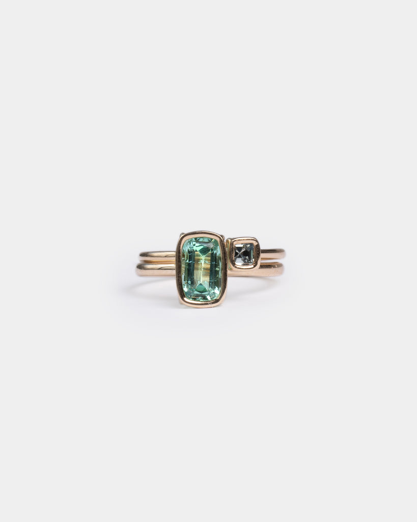 14k Paraiba Tourmaline and Sapphire Toi et Moi Rings