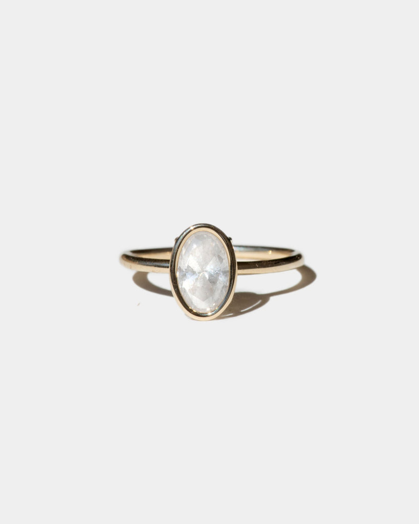 14k Iridescent Oval Diamond Floating Ring