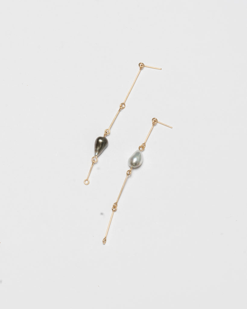 14k Keshi Pearl Bone Chain Earrings