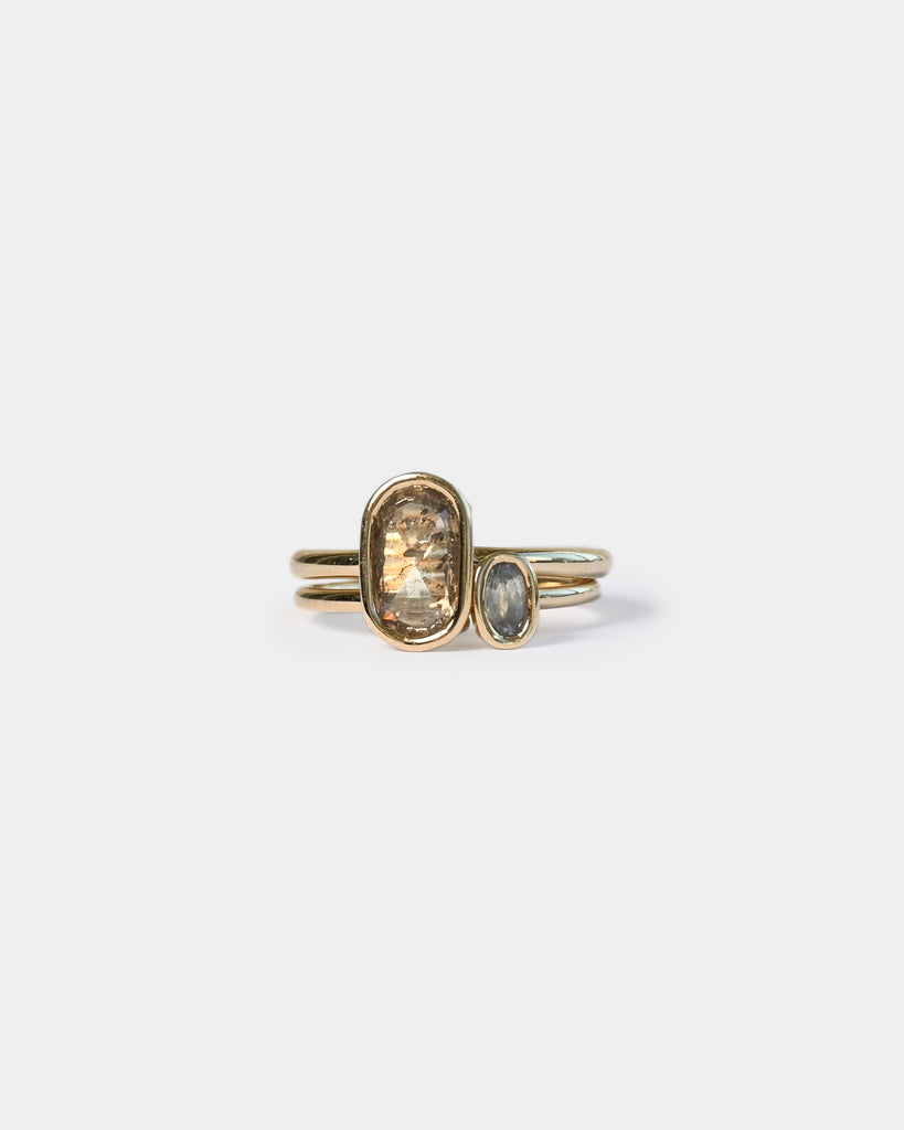 14k Cognac Diamond and Sapphire Toi et Moi Rings