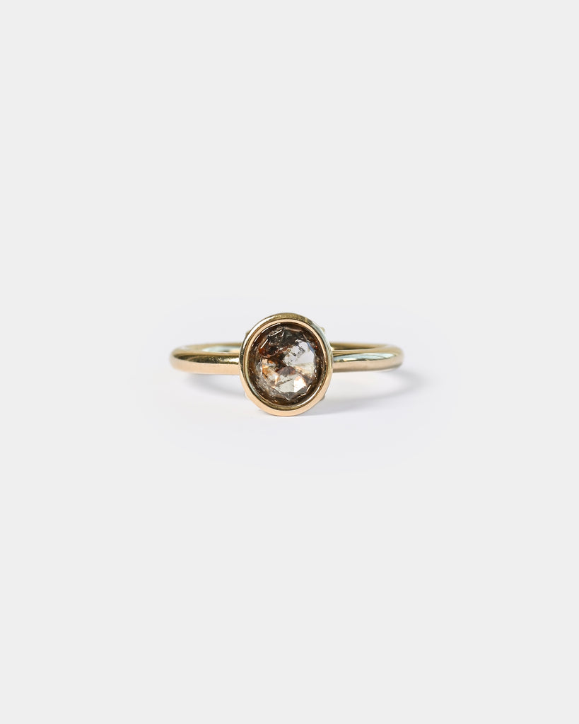 14k Stormy Rose Cut Mineral Diamond Ring