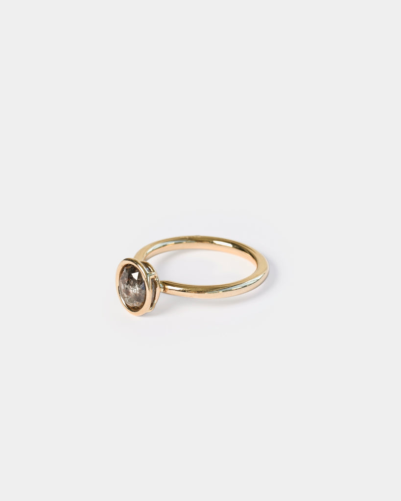 14k Stormy Rose Cut Mineral Diamond Ring