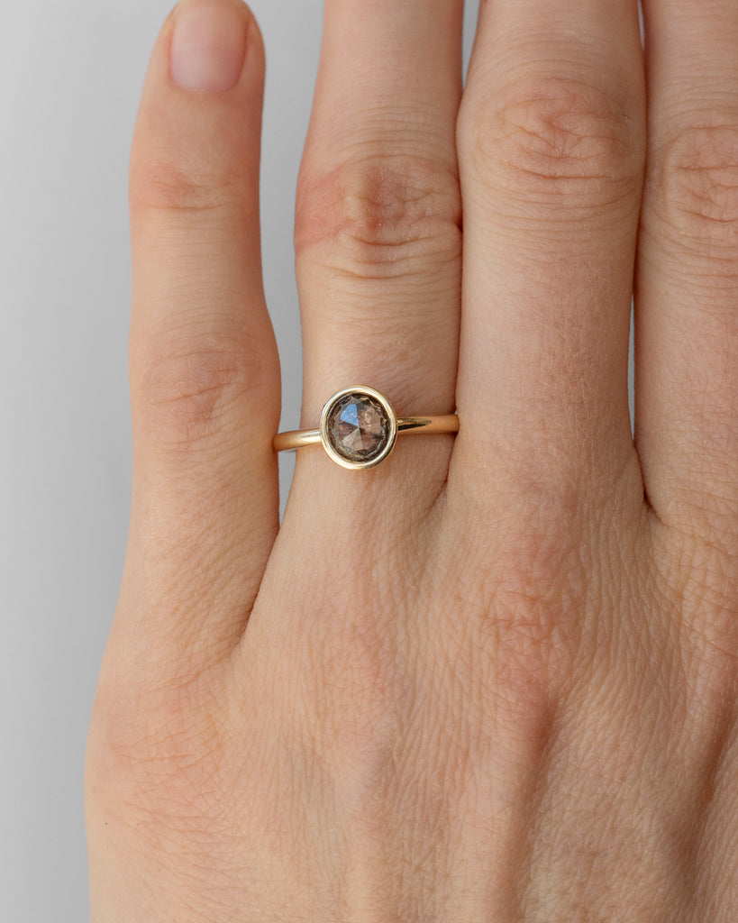 14k Stormy Rose Cut Mineral Diamond Ring