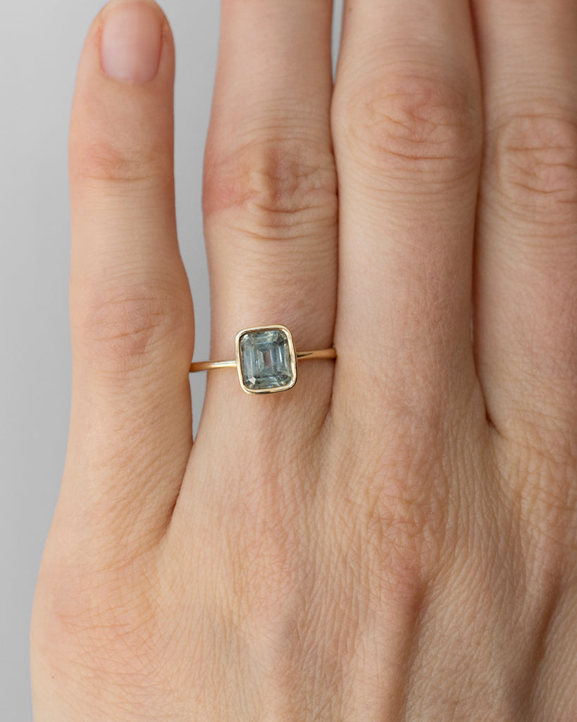 14k Step Cut Sapphire Ring