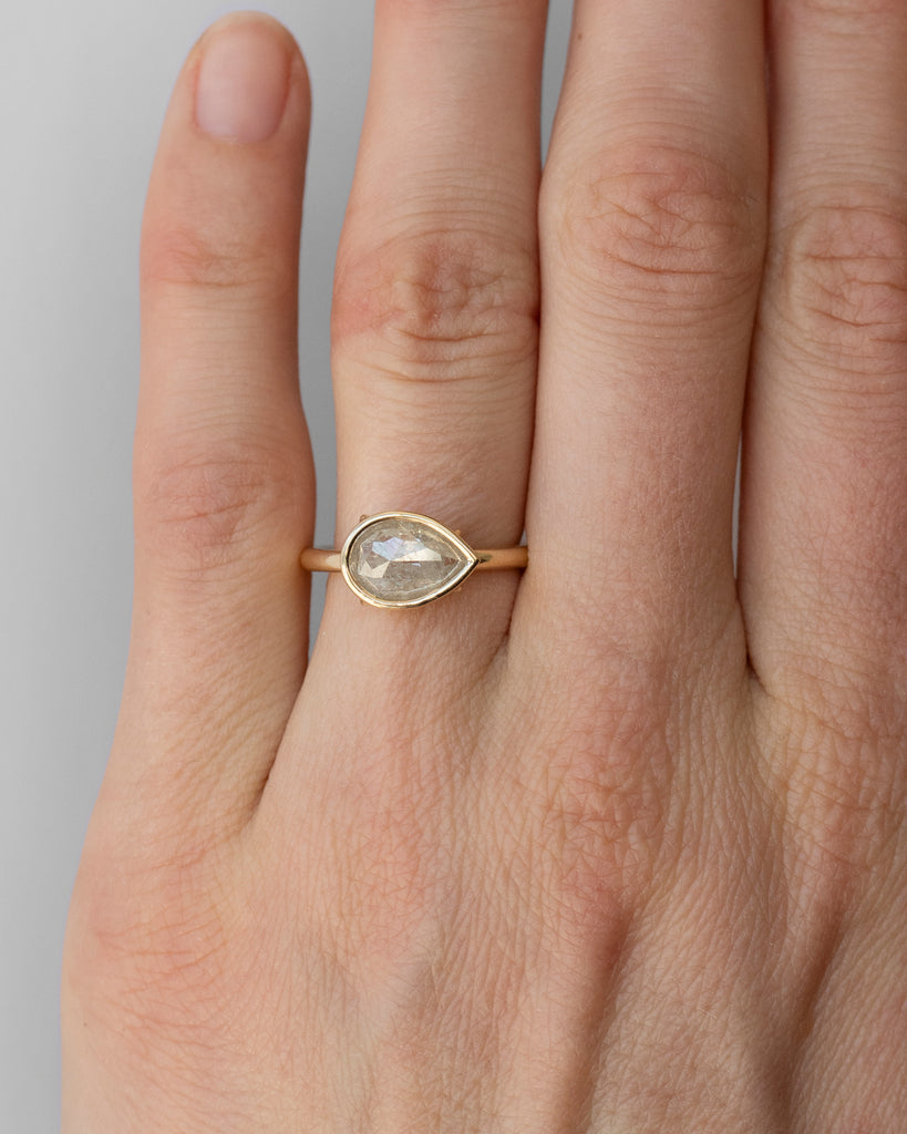 14k Icy East West Pear Diamond Ring