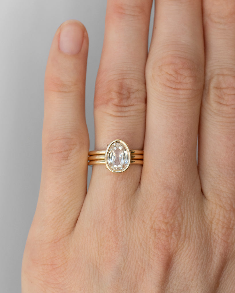 14k Egg Diamond Banded Ring