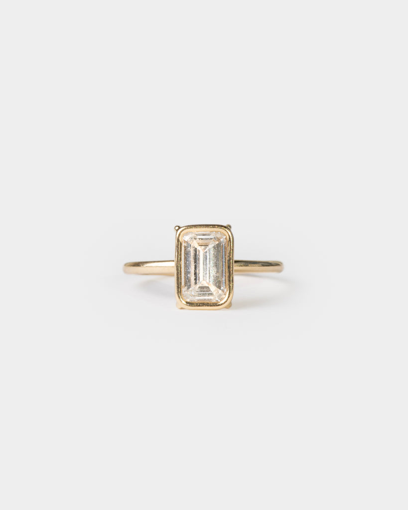 14k Emerald Cut Lab Diamond Floating Ring