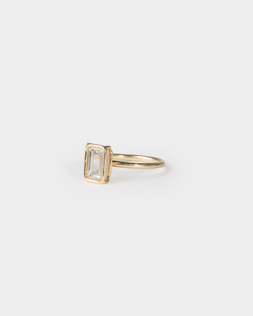 14k Emerald Cut Lab Diamond Floating Ring
