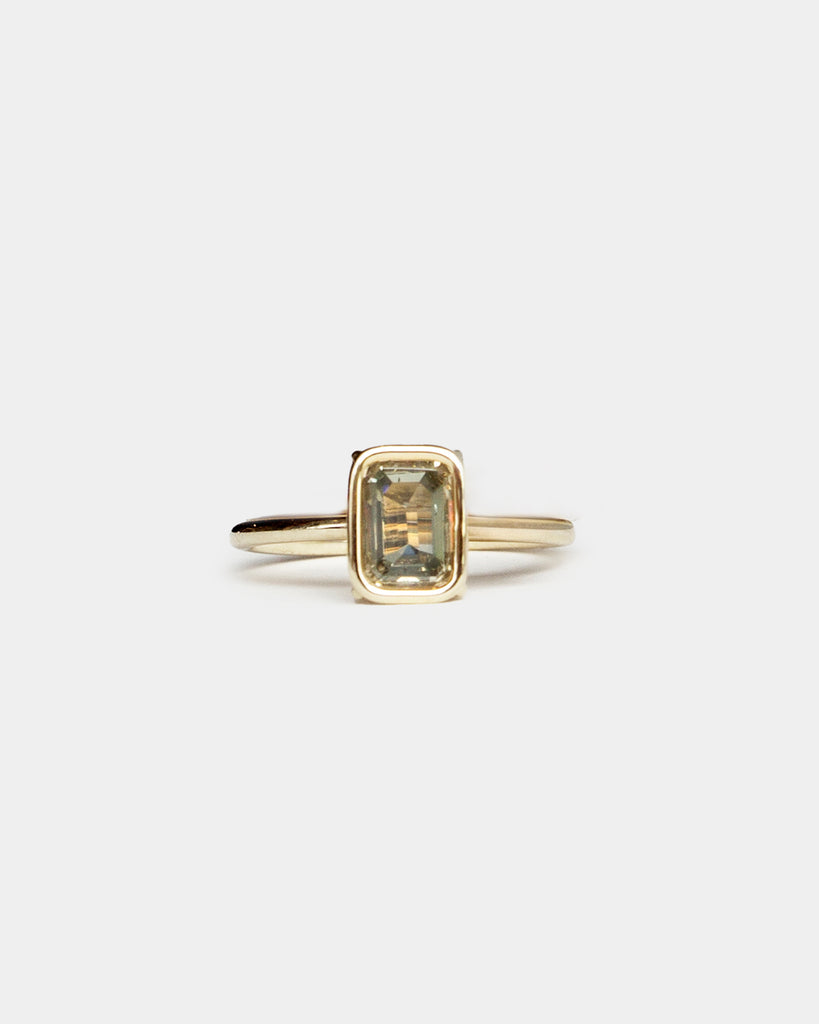 14k Olive Emerald Cut Diamond Ring