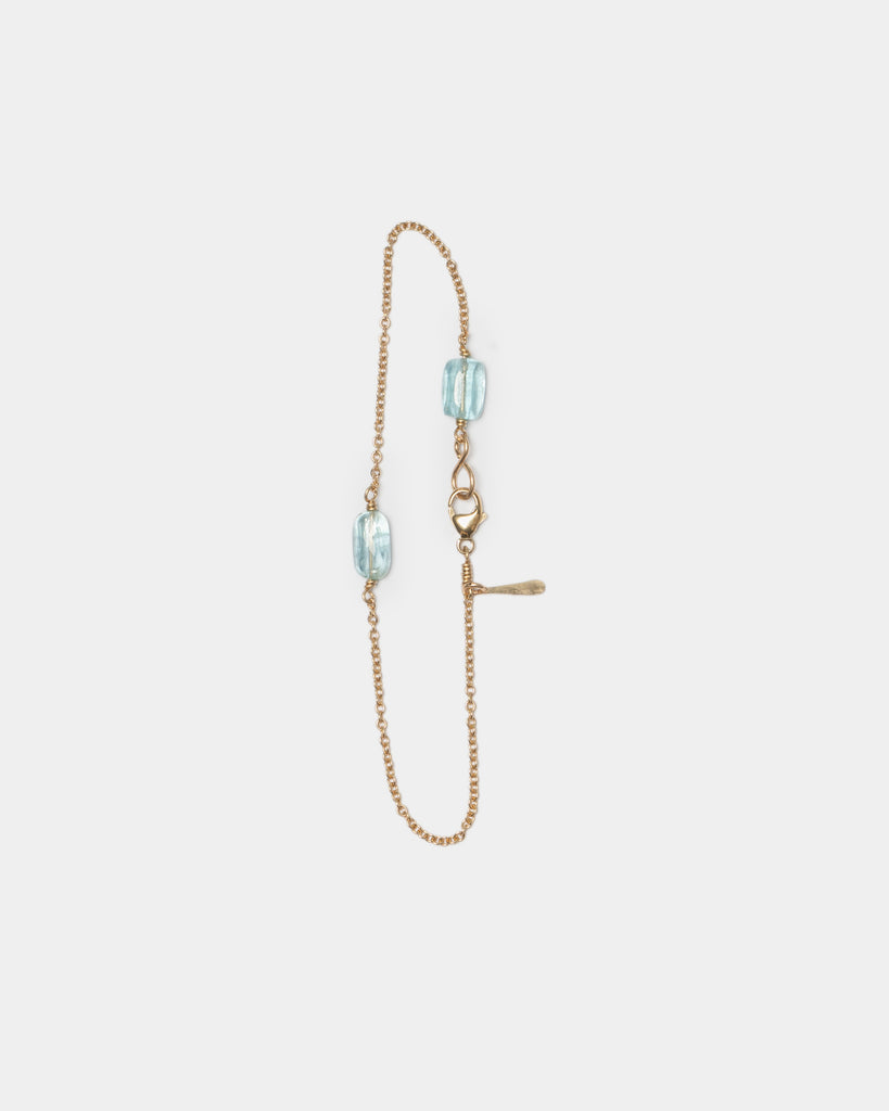 14k Blue Emerald Chain Bracelet