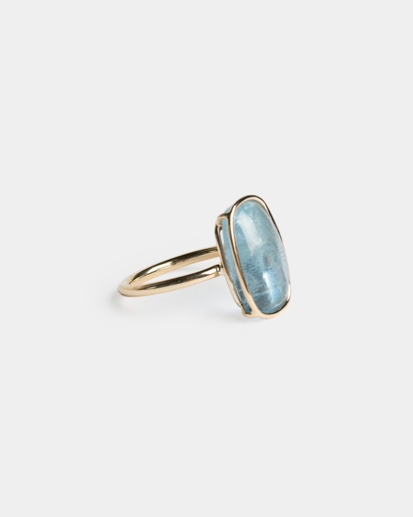 14k Soft Rectangle Aquamarine Floating Ring