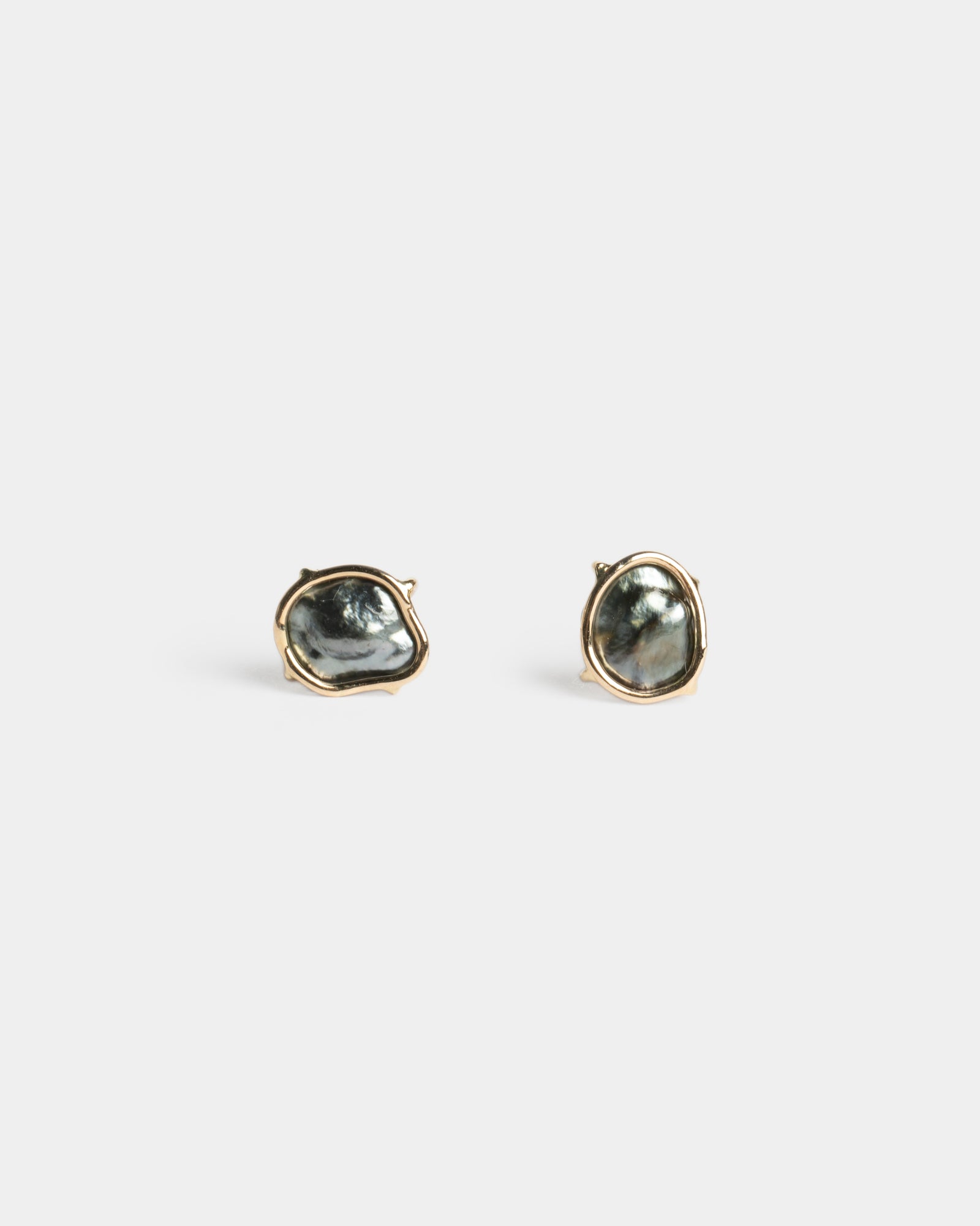 14k Charcoal Keshi Pearl Floating Studs