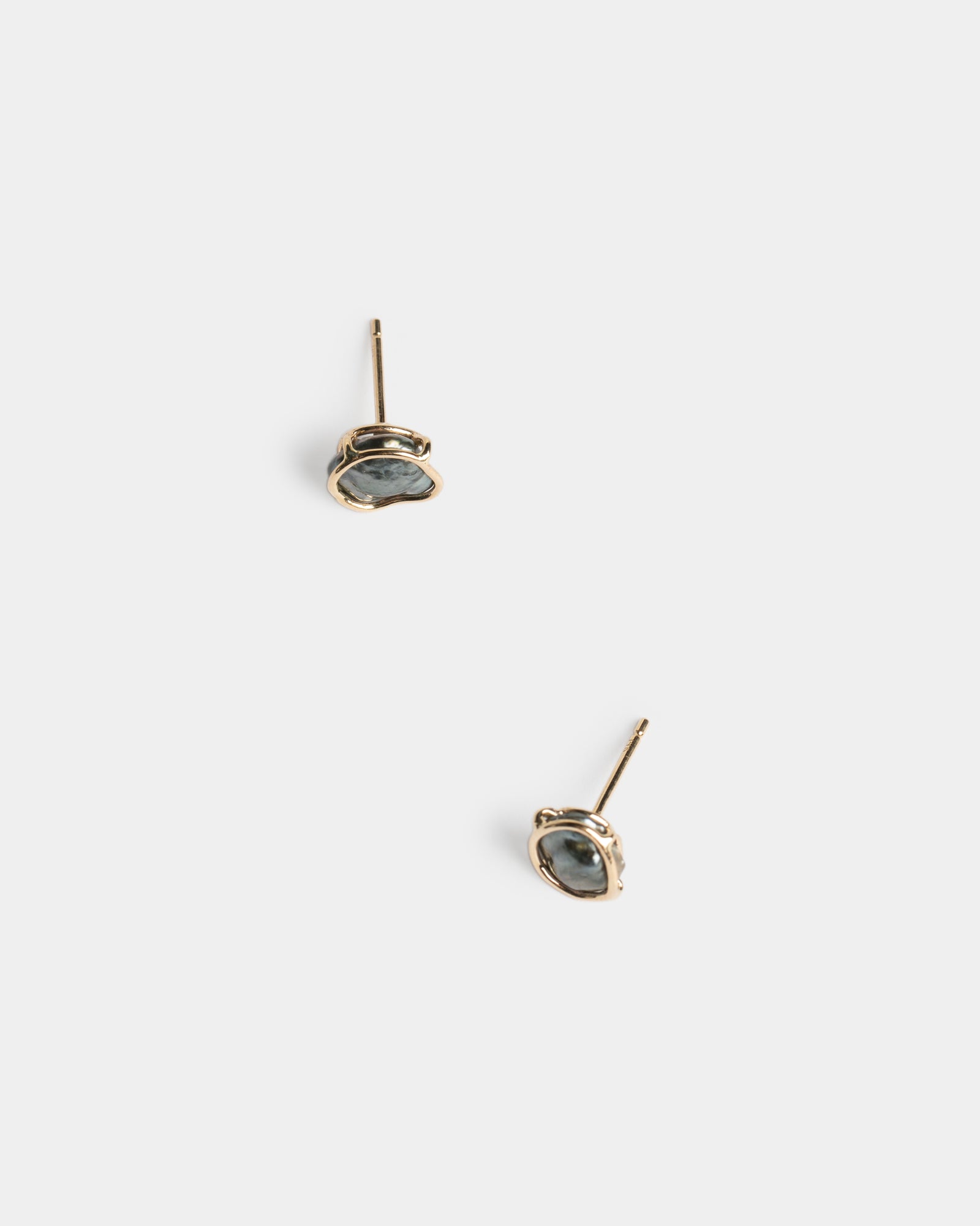 14k Charcoal Keshi Pearl Floating Studs