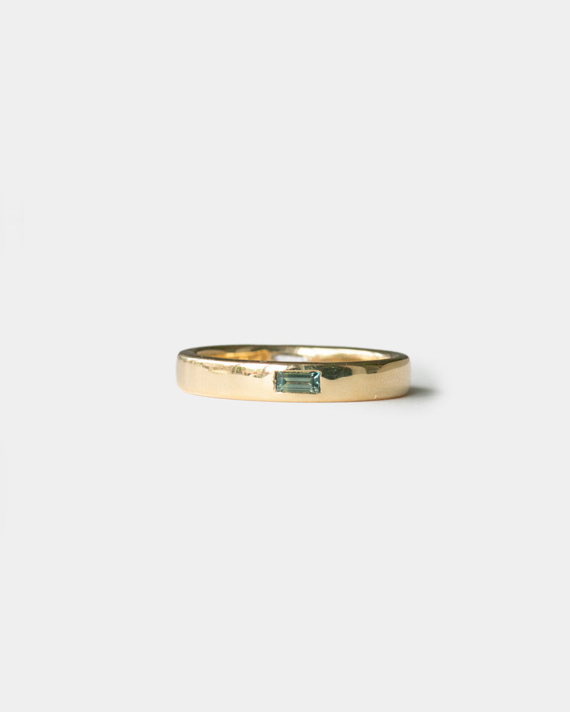 14k Wedding Band with Sapphire and Diamond