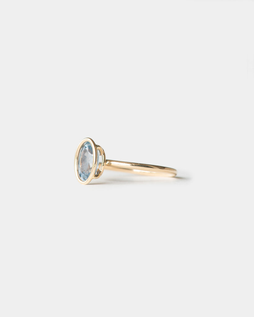 14k Oval Sapphire Floating Ring