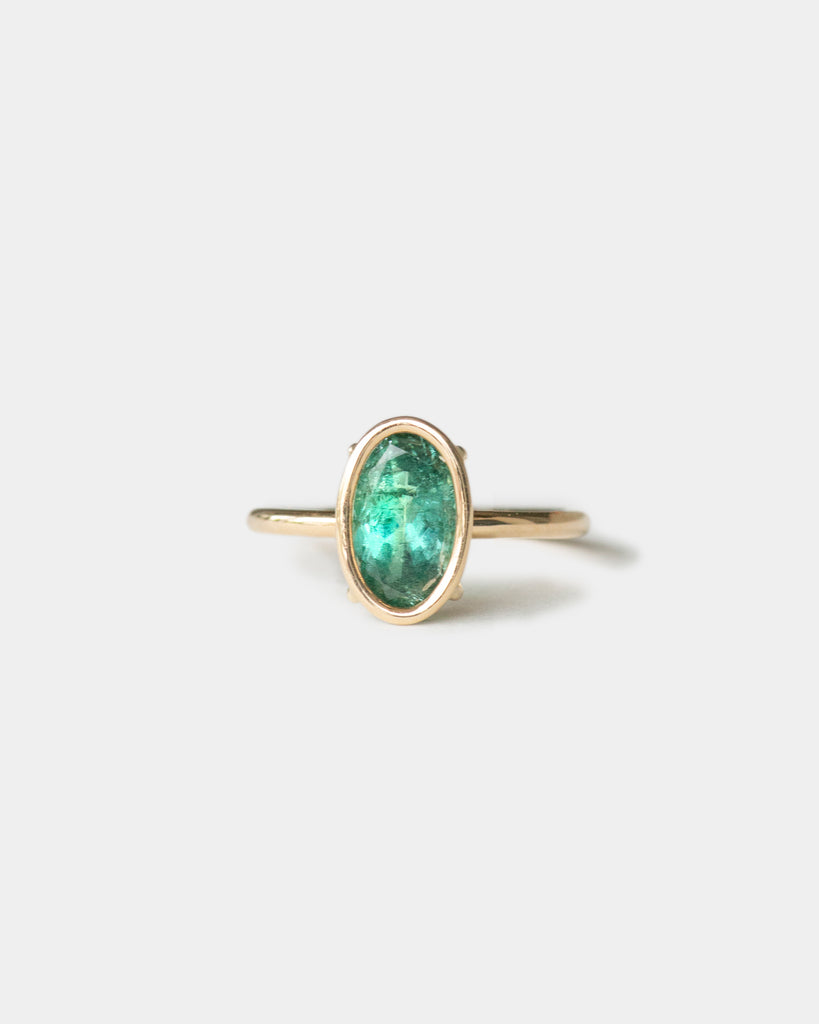 14k Oval Green Tourmaline Floating Ring