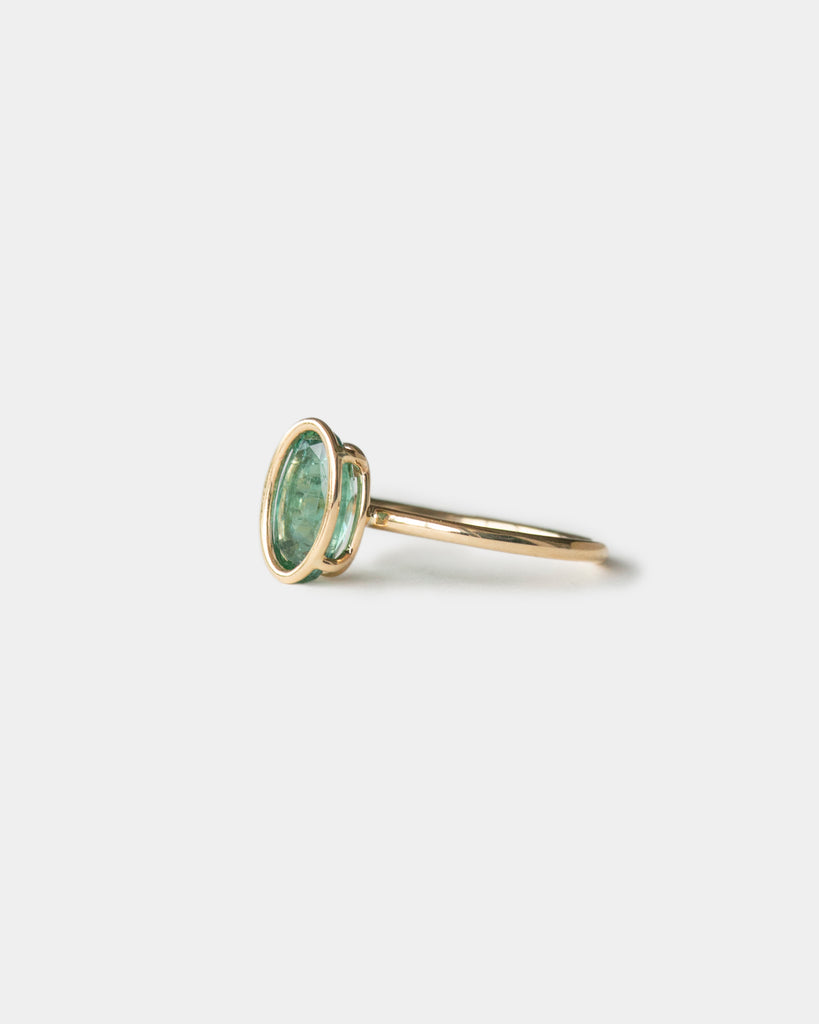 14k Oval Green Tourmaline Floating Ring