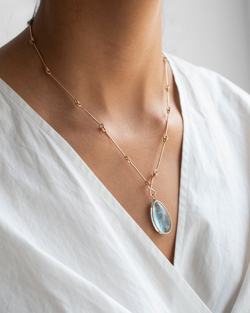 14k Droplet Floating Pendant